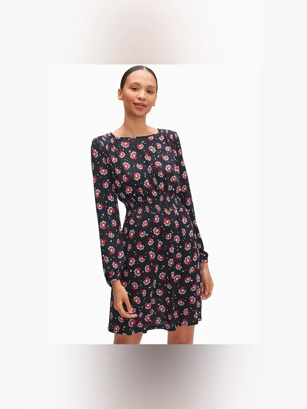 Kate Spade Seaside Blooms Floral Smocked-Waist Dress – XL